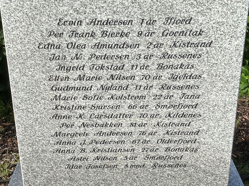 Fil:Minnesmerke over tvangsevakuerte finnmarkinger som omkom på det tyske lasteskipet Carl Arp, Narvik gravlund 3.jpg